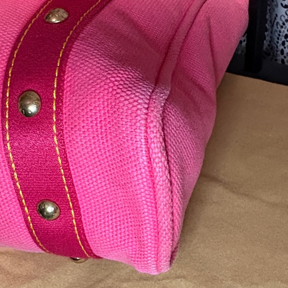 Louis Vuitton Antigua Cabas PM Pink Red Canvas Tote Bag Made in France Rare GUC - Picture 8 of 13